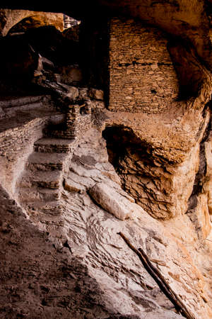 Gila Cliff Dwellings, built by Native Americans in New Mexicoの写真素材