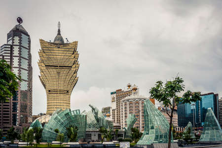 Macau, China - 9 June, 2009: Iconic Grand Lisboa Casino on the main island of Macau, a gambling cityのeditorial素材