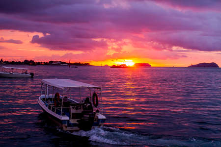 Kota Kinabalu, Malaysia - 18 November, 2009: Sunset over the South China Sea at the harbor  in Kota...