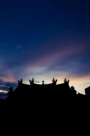 Silhouette of a temple roof in Penang, Malaysiaの写真素材