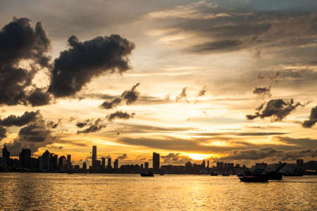 Hong Kong cityscape at sunsetの写真素材