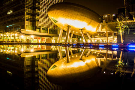 Hong Kong, China - 20 March, 2010: Iconic Egg at Hong Kong Science and Technology Park at nighttimeのeditorial素材