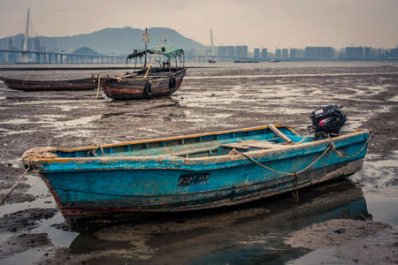Wasteland next to a large cityの写真素材