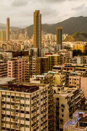 Hong Kong, China - 11 February 2010: Skyline of the city with a focus on Kowloon and Mong Kok districtsの写真素材
