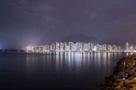 Hong Kong skyline at nightの写真素材