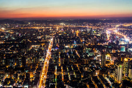 Taipei, Taiwan - 3 October, 2012: Cityscape of Taipei from a high vantage pointの写真素材