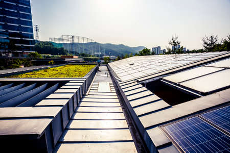 Solar panels for green and renewable energyの写真素材