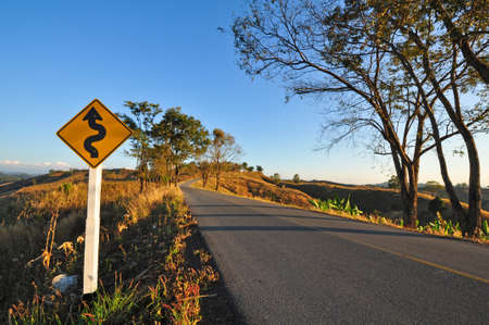 empty countryside road in Thailandの写真素材