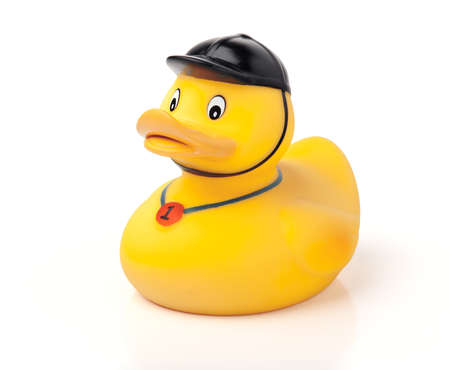 Yellow Toy Rubber-Duck Isolated  On White Backgroundの写真素材