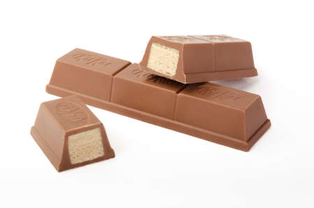 Kit Kat Chocolate Bar on a White Backgroundのeditorial素材