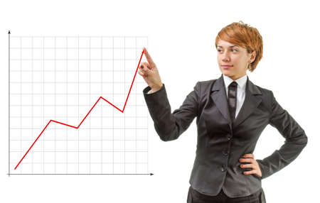 Businesswoman showing a graphの写真素材