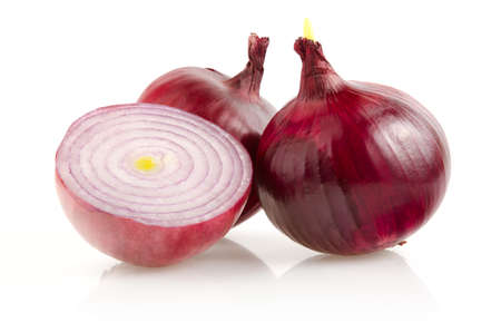 Red Onion with Half Isolated on White Backgroundの写真素材