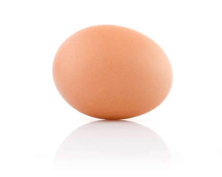 Single brown chicken egg isolated on white backgroundの写真素材