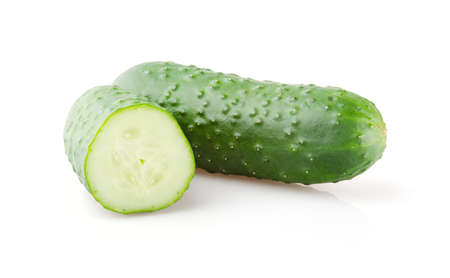 Fresh Cucumbers isolated on white backgroundの写真素材