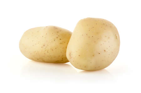 Potatoes isolated on white backgroundの写真素材