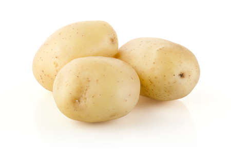Potatoes isolated on white backgroundの写真素材