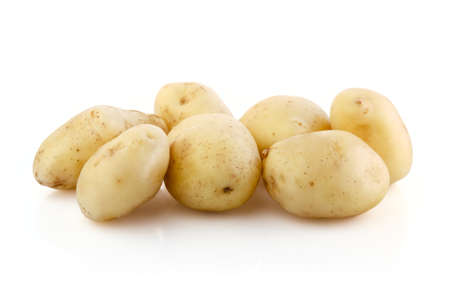 Potatoes isolated on white backgroundの写真素材