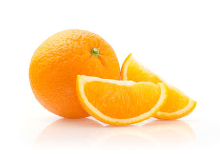 Orange and Slices Isolated on White Backgroundの写真素材