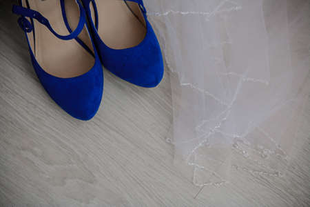 The bride's beautiful wedding day shoesの写真素材