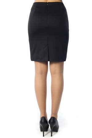 women legs with black shoes on white backgroundの写真素材