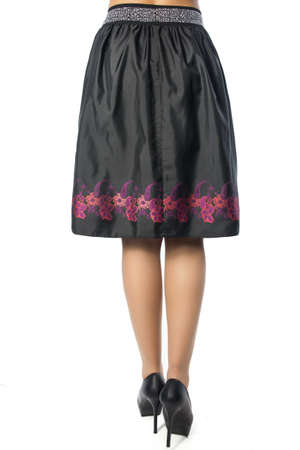 women legs with black shoes on white backgroundの写真素材
