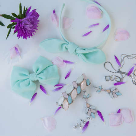 Women's fashion accessories isolated on whiteの写真素材