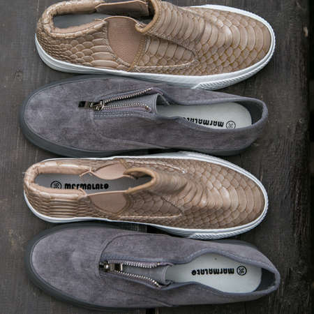 collection of women's shoes on a beautiful backgroundの写真素材