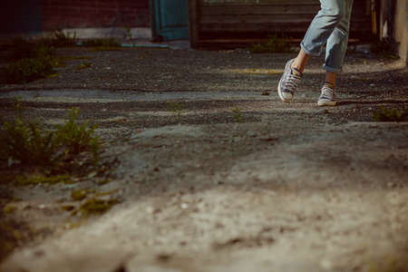 girl model nature posing in different clothesの写真素材