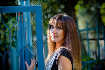 girl model nature posing in different clothesの写真素材