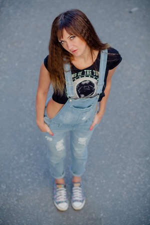 girl model nature posing in different clothesの写真素材