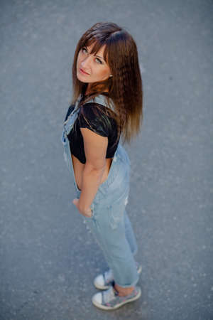 girl model nature posing in different clothes