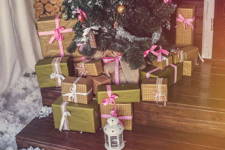Christmas tree decorated for Christmasの写真素材