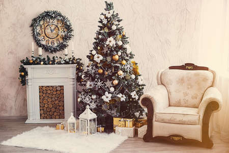 Christmas tree decorated for Christmasの写真素材