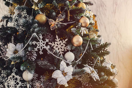 Christmas tree decorated for Christmasの写真素材