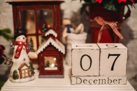 wooden calendar on every dayの写真素材