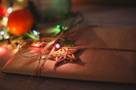 Wreath with snowman sitting on it with text Merry Christmas in vintage styleの写真素材