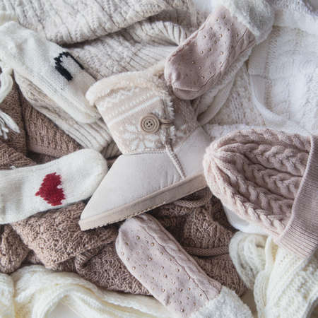 women's accessories winter on the backgroundの写真素材