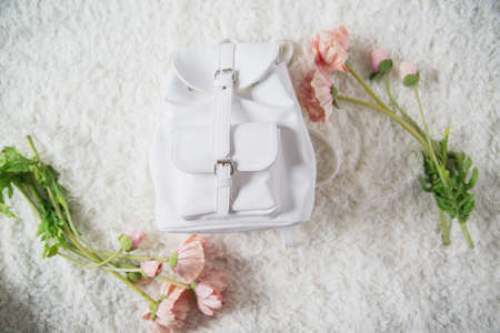 various women's accessories on wooden backgroundの写真素材