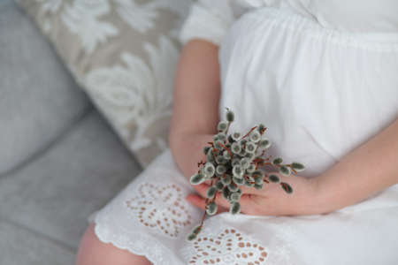 beautiful pregnant woman in the waiting period of the childの写真素材