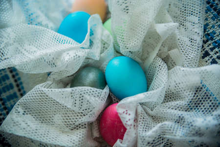 colored eggs for the Easter holiday, festive moodの写真素材