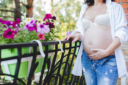 beautiful pregnant woman in the waiting period of the child