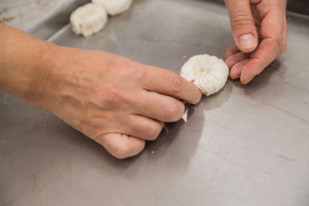 production of Oriental sweets with dough and flour
