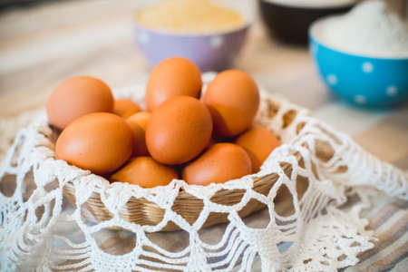 the ingredients for making cakes, Easter eggs
