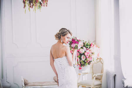 fashion bride model jewelry and beauty girl face, gorgeous beauty bride, isolated , studio, seriesの写真素材