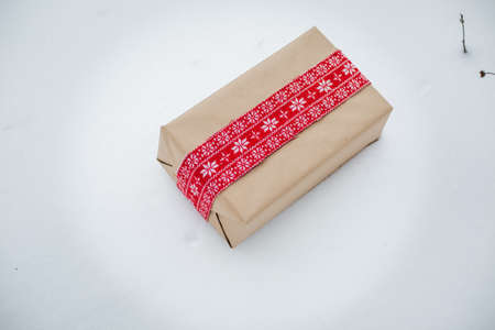 decoration of christmas gifts in the scandinavian styleの写真素材