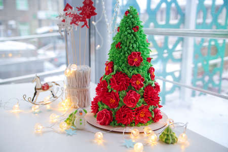 Christmas cakes in the beautiful sceneryの写真素材