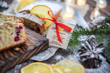 Variation of Christmas stollen with cookiesの写真素材