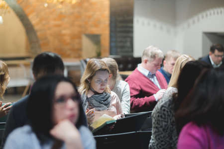 Russia, Novosibirsk,business conference in loft bee february 2017のeditorial素材