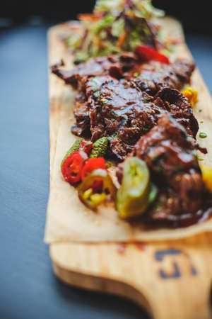 Tender boneless grilled pork chops, top viewの写真素材