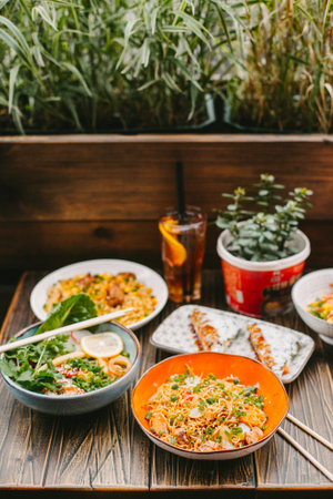 pan-asian cuisine. beautiful Asian food. Chinese restaurantの写真素材